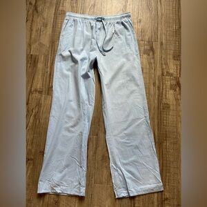 Linen cotton blend wide leg light weight pale blue pants summer breezy beach